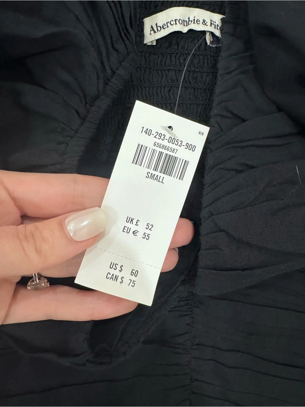 Abercrombie & Fitch Black Ruched V-Neck Long Sleeve Blouse
